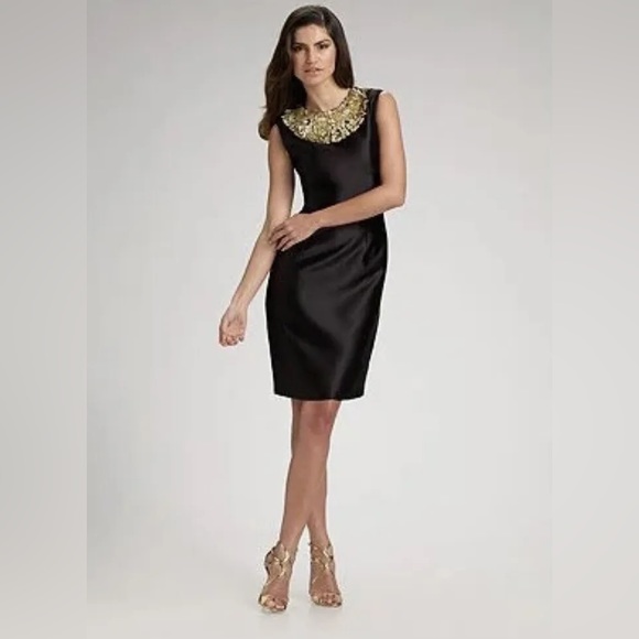 Chetta B Dresses & Skirts - Chetta B Size Small Sexy Mini Black Gold Leaf Cocktail Wedding Guest Dress